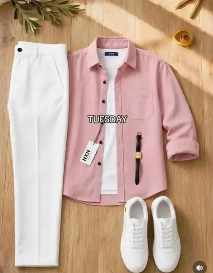 Pink Shirt & White Trousers — men's wear at Panchayati Yaar Clothing, Bhopal