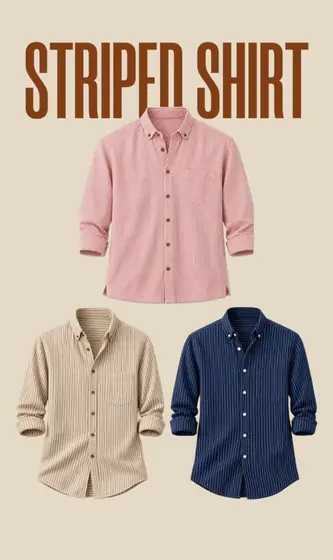 Pink, Beige & Navy Striped Shirts — men's wear at Panchayati Yaar Clothing, Bhopal